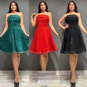 Rochiei scurtă din paiete pe cloș cu corset si balene - imagine 2