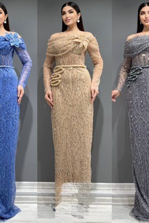 Rochie lungă pe corp din dantela cu mâneci