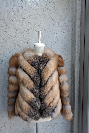 Blană naturală de vulpe polara in V model 2 în 1 se face și vestă