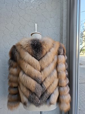 Blană naturală de vulpe polara in V  model 2 în 1 se face și vestă - imagine 2