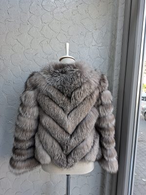 Blană naturală de vulpe argintie in V  model 2 în 1 se face și vestă - imagine 2