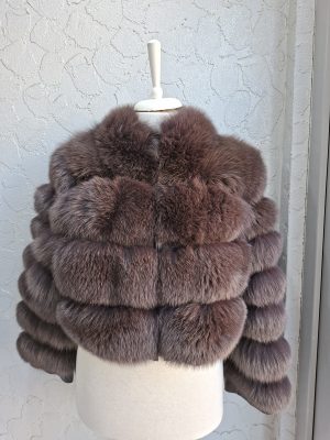 Blană naturală de vulpe maro model 2 în 1 se face și vestă