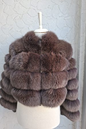 Blană naturală de vulpe maro model 2 în 1 se face și vestă
